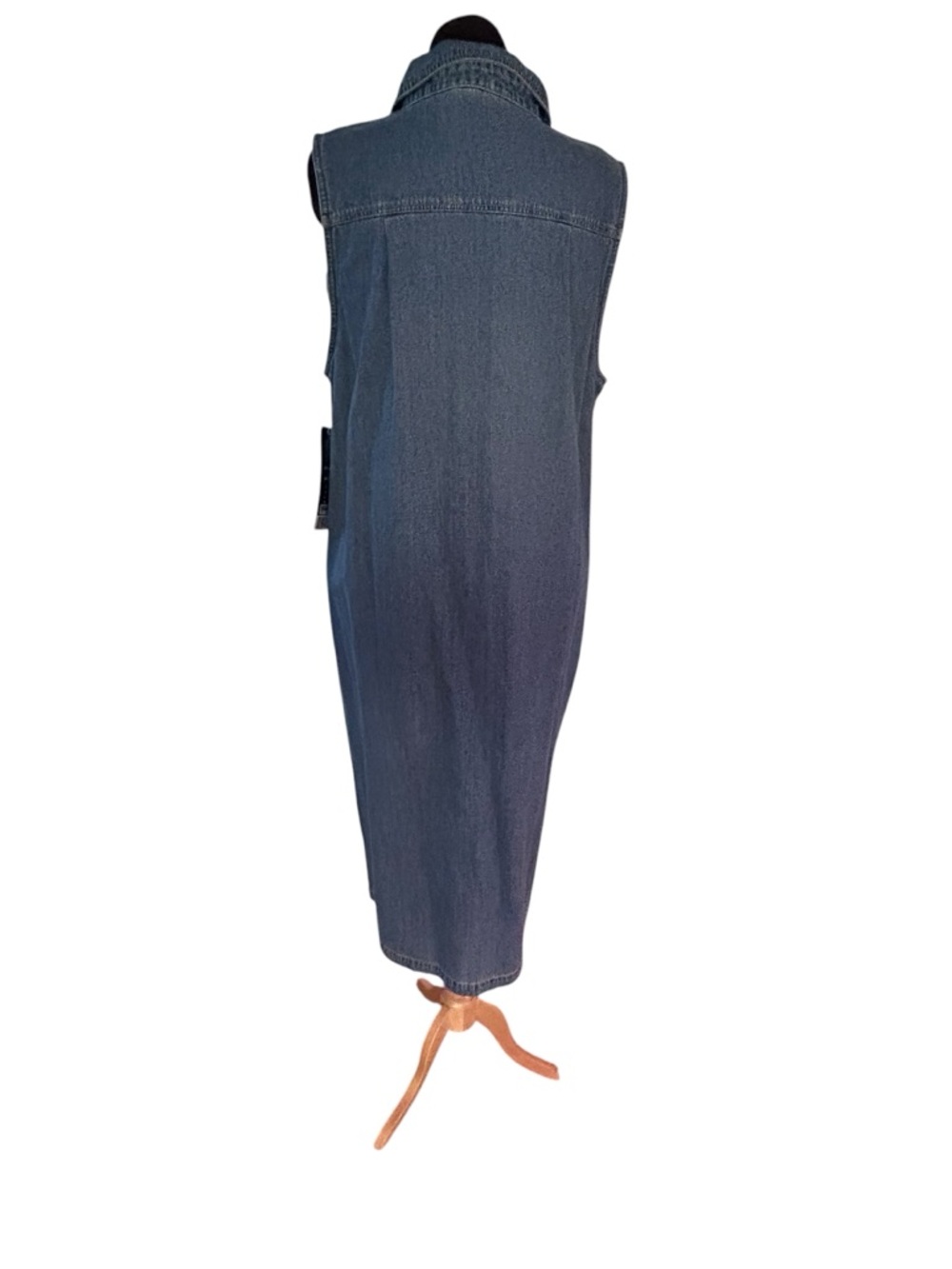 Blue Denim 18W Maxi Dress Button Front Sleevleless Western Prairie Cottage New - Picture 7 of 10